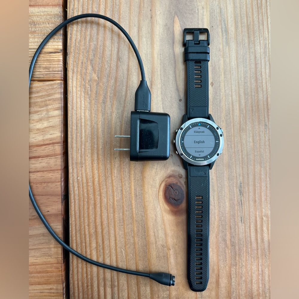 Garmin Quatix 5 Watch With Wrist Band and Charging Cord